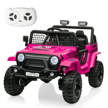 Yeahumalia 24V 4WD Electric Jeep, Battery Powered Ride-On Toy Truck for Kids, Pink