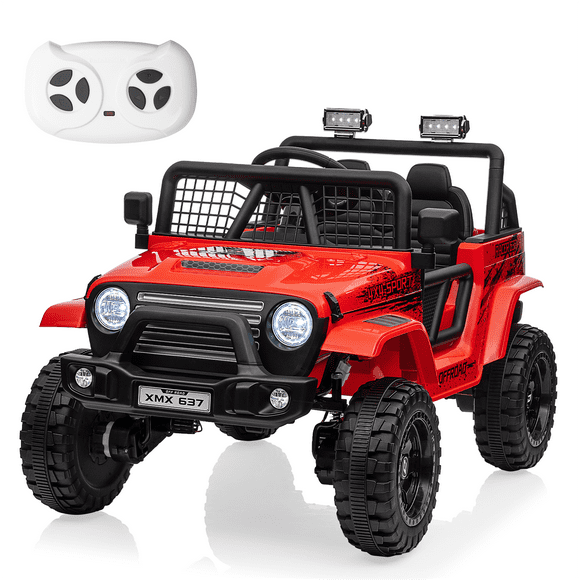 Yeahumalia 24V Battery Powered Ride-On Car with Remote Control, 4WD Electric Jeep for Kids, Red