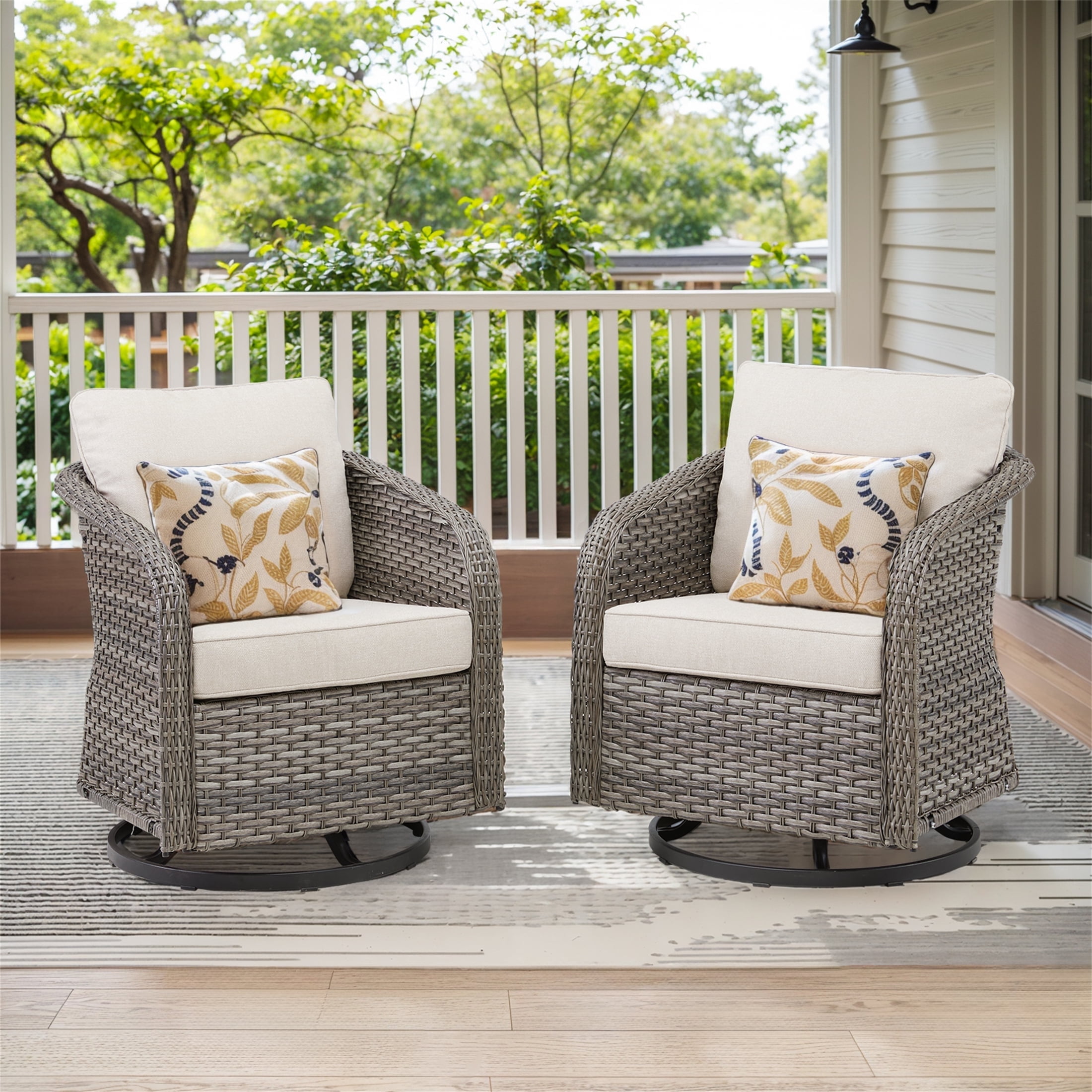 Ulax furniture patio wicker swivel glider chair outdoor cushioned rattan rocker rocking chair discount