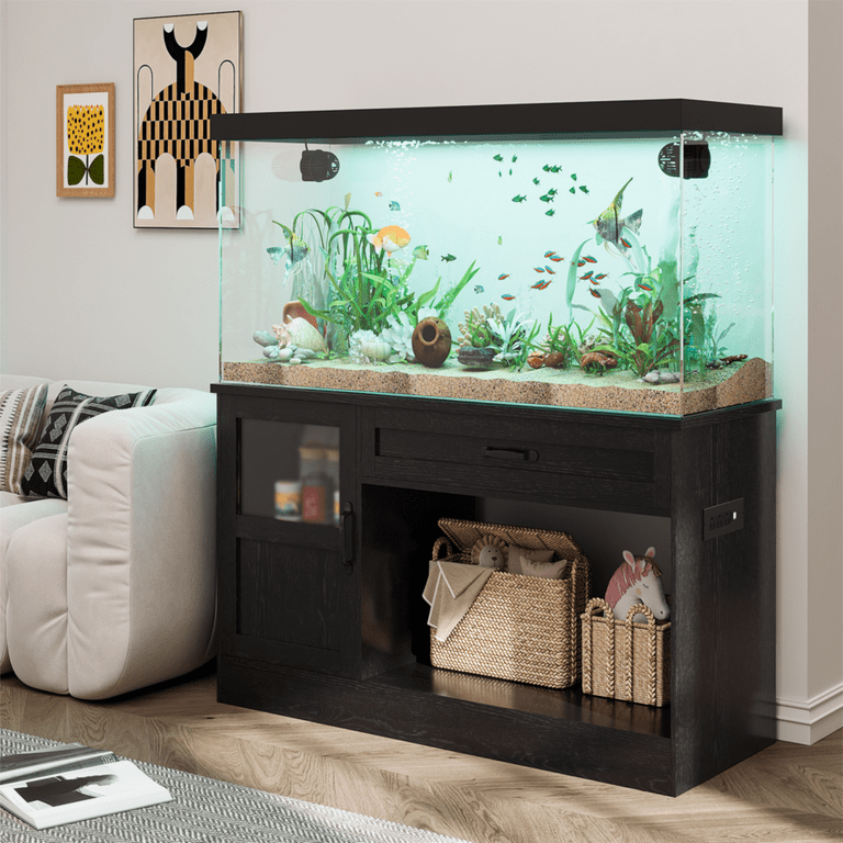 Yeahumalia 40 Gallon Wooden LED Fish Tank Aquarium Stand with