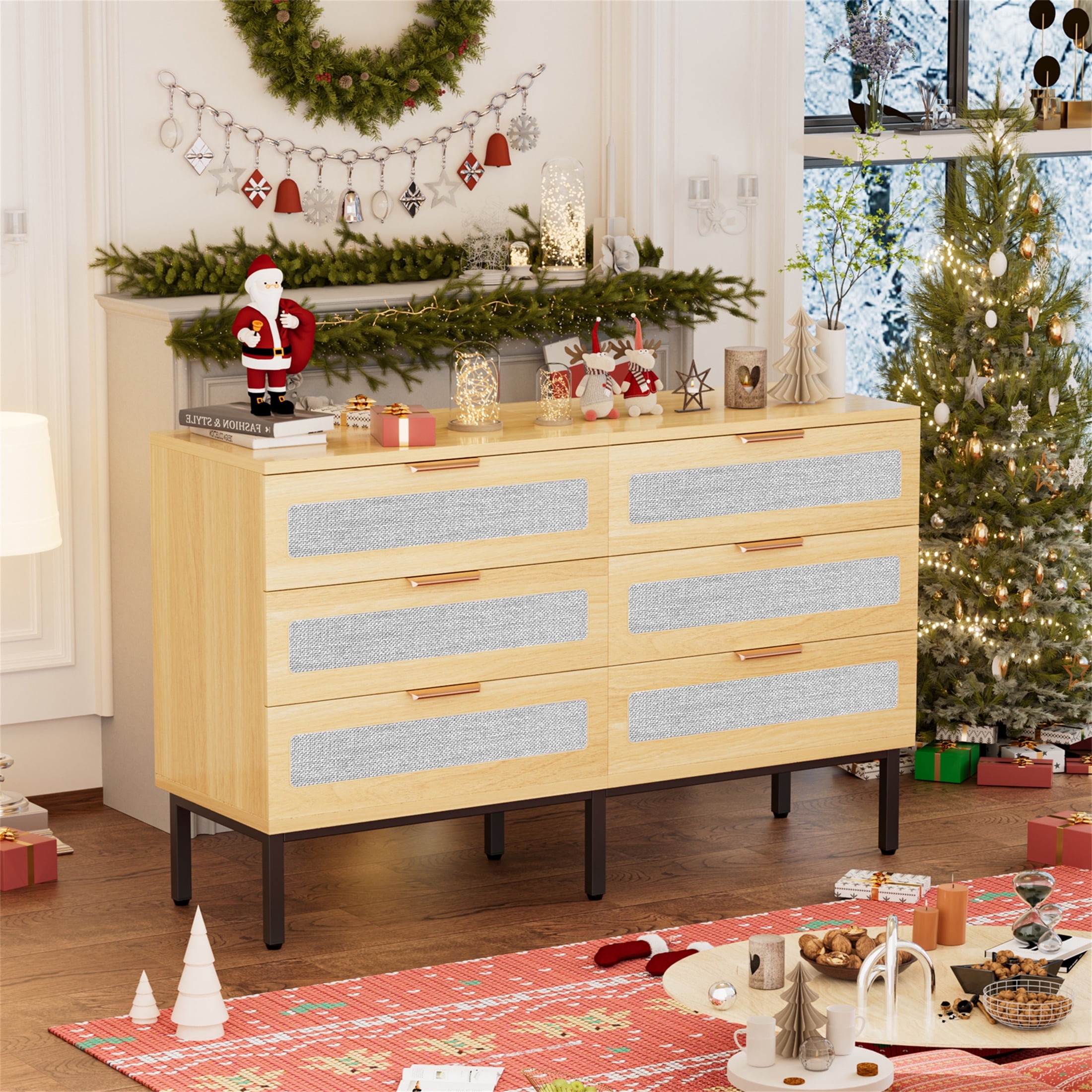 Yeahumalia Boho 6 Drawers Dresser with Linen Fabric, Wooden Chests of Drawers for Bedroom, Living Room, Entryway, Nature Wood Color - Walmart Business Supplies Yeahumalia Boho 6 Drawers Dresser with Linen Fabric, Wooden Chests of Drawers for Bedroom, Living Room, Entryway, Nature Wood Color - Walmart Business Supplies