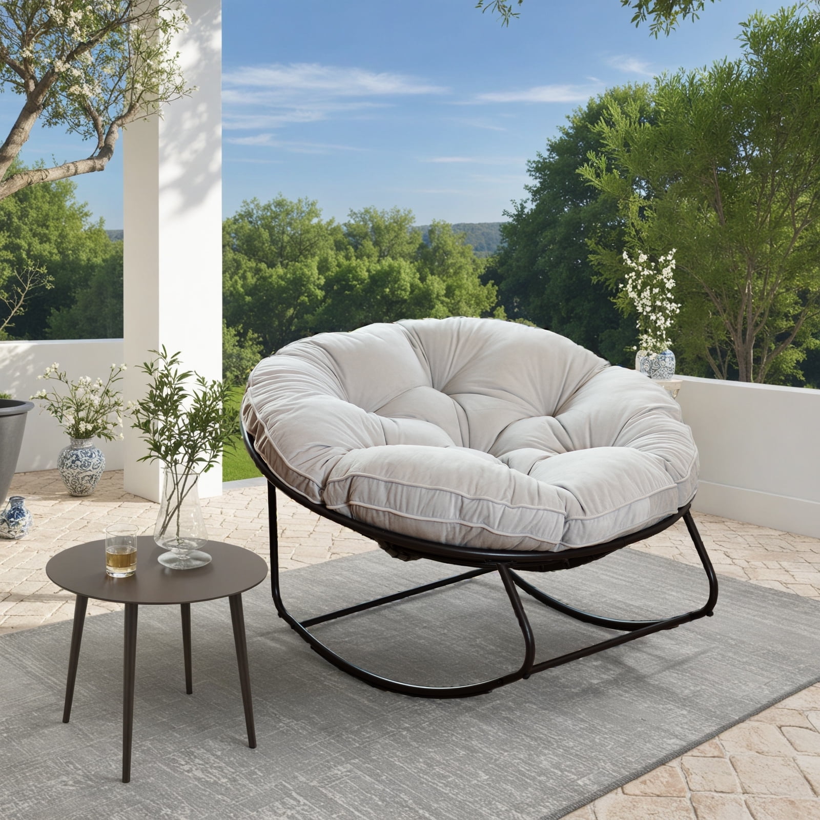 Home Depot Double Patio Lounger Royal Steel Kd Oversized PE Wicker