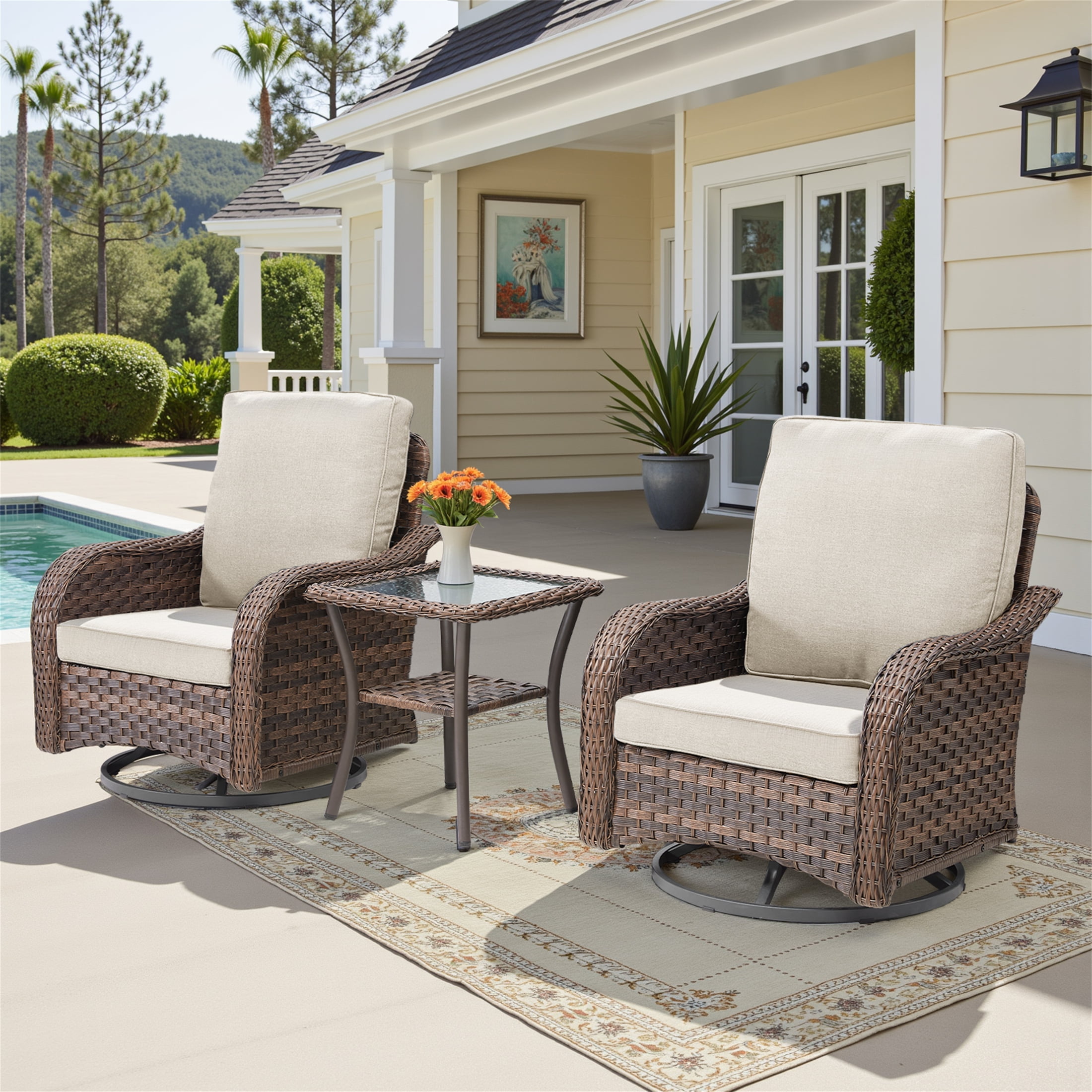 Gci Outdoor Freestyle Rocker Chair 3-Piece Wicker Swivel Rocker