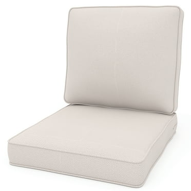 Yeahumalia Patio Deep Seat Cushions 23'' x 24'' with Removable Cover, Water & Fade Resistant, Beige