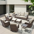 thumbnail image 1 of Yeahumalia Wicker Patio Furniture Sets - 9 Piece Outdoor Conversation Sets with Rattan Couch, 4 Swivel Rocker Chairs, 2 Ottomans and 2 Coffee Table, Beige Cushions, 1 of 15