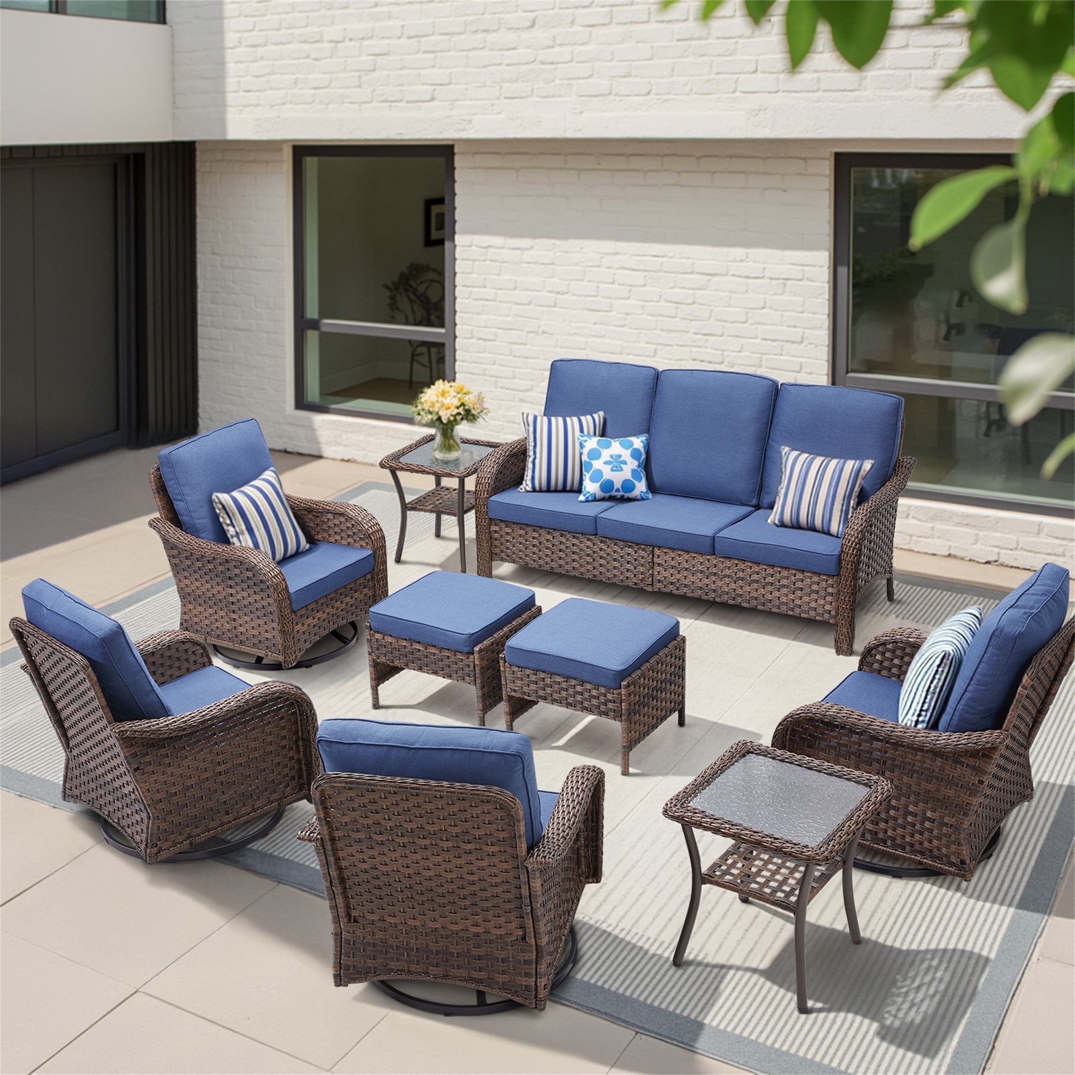 Yeahumalia Wicker Patio Furniture Sets - 9 Piece Outdoor Conversation ...