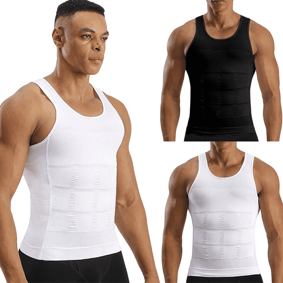 Yeaiivve Athletic Compression Shirts for Men Under Base Layer Workout Tank Tops Classic Fit Racerback Sport Gym Running T-Shirts Black,L