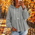 thumbnail image 1 of Yeaiivve Babydoll Hoodies for Women Puff Sleeve Drawstring Cute Hoodie Peplum Hem Casual Loose Fit Tops Comfy Lightweight Pullovers XL, 1 of 7