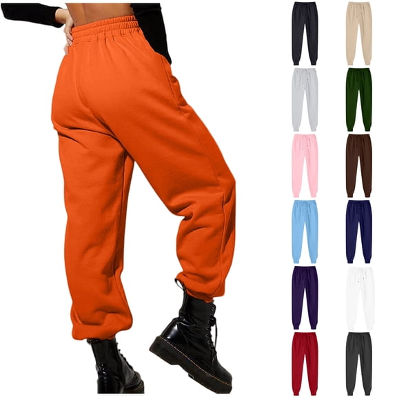 Yeaiivve Baggy Sweatpants for Women High Waisted Drawtsring Fleece Joggers Solid Lounge Athletic Pants Purple XXXL