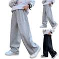 thumbnail image 1 of Yeaiivve Cotton Sweatpants for Boys Baggy Straight Wide Leg Joggers Elastic Waistband Athletic Pants Solid Color Casual Open Bottom Sweat Pants with Pockets Gray 150, 1 of 1