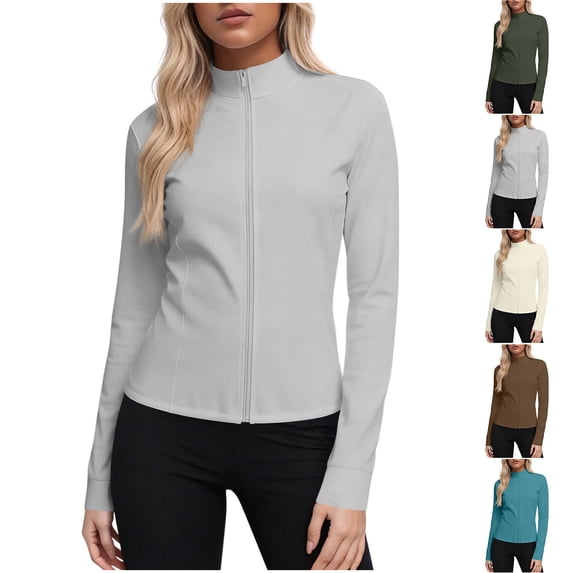Yeaiivve Fitted Long Sleeve UPF50+ Tops Sun Protection Zip Up Jackets Summer Quick Dry Hiking Slim Shirts Comfy Breathable Sun Jackets Khaki,XXXXL