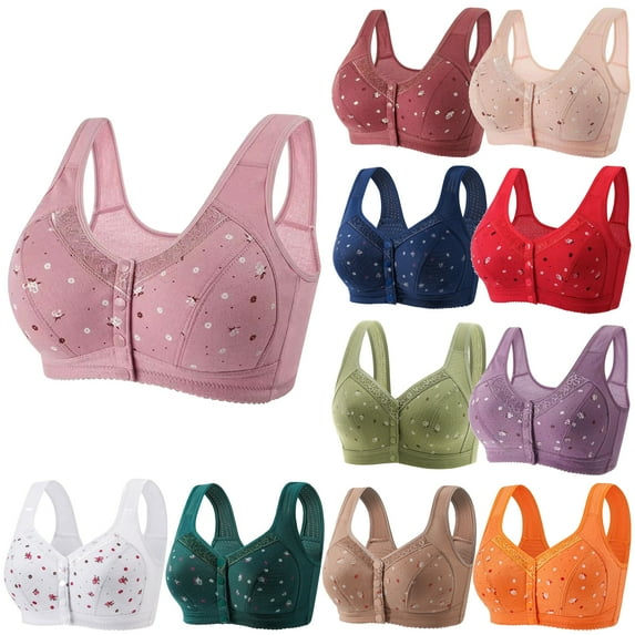 Yeaiivve Front Closure Bras for Women Full Coverage No Underwire Ladies Bra Comfortable Breathable Bras Everyday Bralette Coffee XXXL