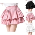 thumbnail image 1 of Yeaiivve Girls Layered Ruffle Skirt Summer Casual Elastic Waist Mini Skirts Tiered Pleated Tutu Skirt Kids School Uniform Skirts White 7-8 Years, 1 of 8