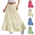 thumbnail image 1 of Yeaiivve Girls Maxi Skirts Boho Casual Tiered Skirt Little Girls Adjustable High Waist A-Line Skirts Summer Flowy Swing Long Skirt for Vacation Beige 4-5Years, 1 of 10