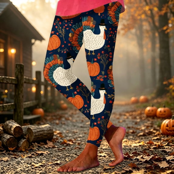 Yeaiivve Halloween Print Leggings for Women High Waisted Slim Fit Yoga Pants Butt Lift Tummy Control Workout Pants Soft Stretchy Pajama Bottoms 3XL