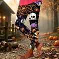thumbnail image 1 of Yeaiivve Halloween Print Tights for Women Footless Spider Skull Workout Leggings Seamless Elastic High Waisted Slim Fit Yoga Pants L, 1 of 5