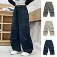 thumbnail image 1 of Yeaiivve Heart Cargo Pants for Boys Girls Loose Fit Straight Wide Leg Trousers Elastic High Waisted Work Pants Cotton Casual Hiking Pants with Pockets Navy 140, 1 of 7