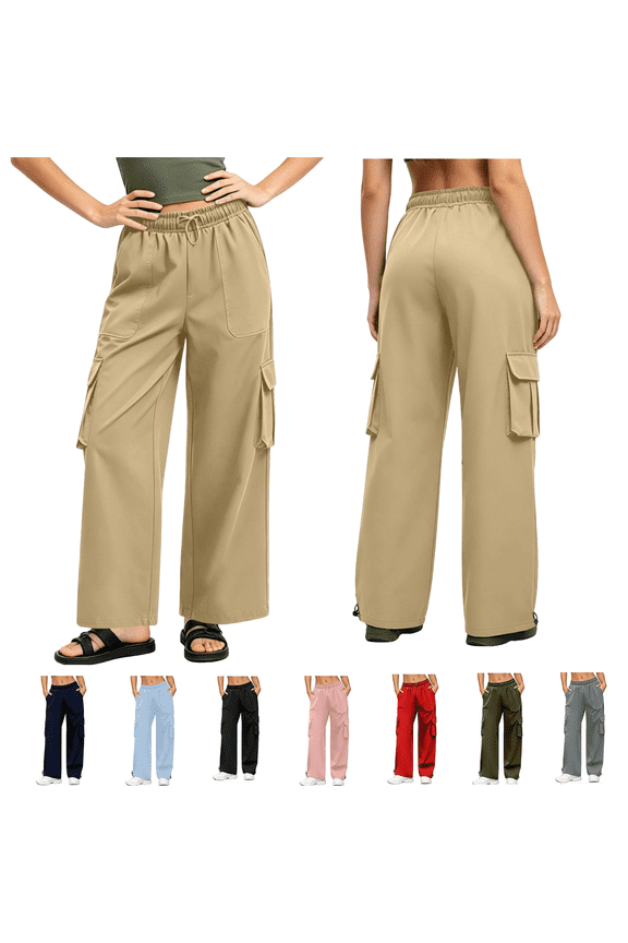 Hiking Pants Women Adjustable Ankle Cargo Pant High Waisted Casual Pants with Multi Pocket Lightweight Travel Outdoor Tousers Workwear Gray,XL