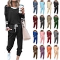 thumbnail image 1 of Yeaiivve Jogger Sets for Women 2 Piece Sweatsuit Outfits Striped Long Sleeve Pullover Sweatshirt and Sweatpants Tracksuit Set Beige XXXXL, 1 of 5