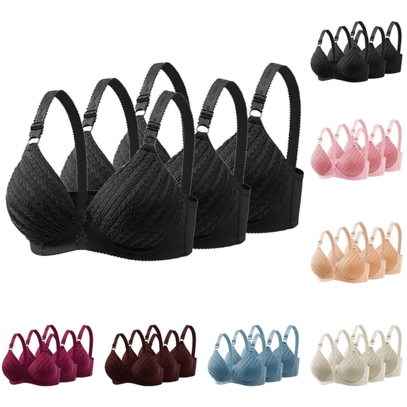 Yeaiivve Lace Bralettes for Women Push Up No Underwire Supportive Bras Seamless Full-Coverage Wireless Everyday Bra 3PCS Set Beige 36