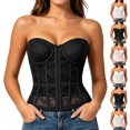 thumbnail image 1 of Yeaiivve Lace Bustier Corset Tops for Women Floral Embroidery Zipper Corsets Mesh Fishboned Waist Trainer Dressy Trendy Club Party Wear Pink S, 1 of 6