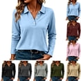 thumbnail image 1 of Yeaiivve Long Sleeve Golf T Shirt Women Loose Fit Solid Color Polos Shirts Lightweight Breathable Button Up Collared Workout Tops Fall Trendy Outfits Army Green L, 1 of 9