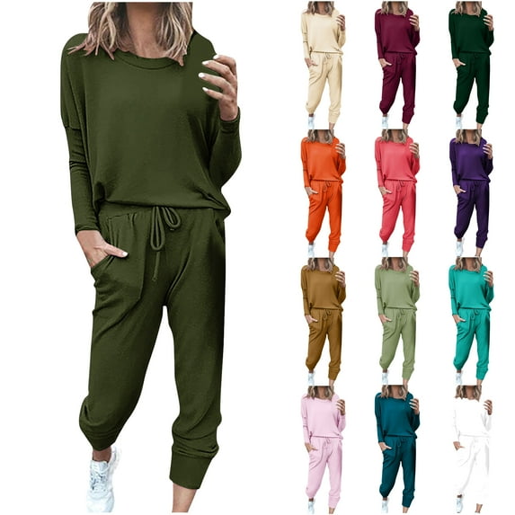Yeaiivve Lounge Sets for Women 2 Piece Travel Outfits Fall Fashion Casual Sweatsuits Pink L
