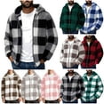 thumbnail image 1 of Yeaiivve Men's Full-Zip Fleece Hoodie Trendy Casual Plaid Jacket Lightweight Plush Hoodie Coat Soft Cozy Outerwear Green M, 1 of 7