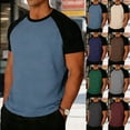 thumbnail image 1 of Yeaiivve Mens Casual Slim Fit T Shirts Raglan Short Sleeve Color Block Tees Crewneck Baseball Fashion Workout Tee Shirts Light Blue,M, 1 of 6