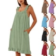 thumbnail image 1 of Yeaiivve Nightgowns for Women Sleeveless Ruffle Night Gown Loose Soft Comfy Ladies Sleepwear with Pockets Solid Color Nightdress Blue,XL, 1 of 7