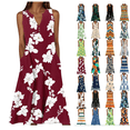 thumbnail image 1 of Yeaiivve Plus Size Dresses for Women Maxi Wedding Guest Dress with Pockets Sleeveless V Neck Print Midi Dress Boho Casual Summer Dresses Multicolor,XXXXXL, 1 of 1
