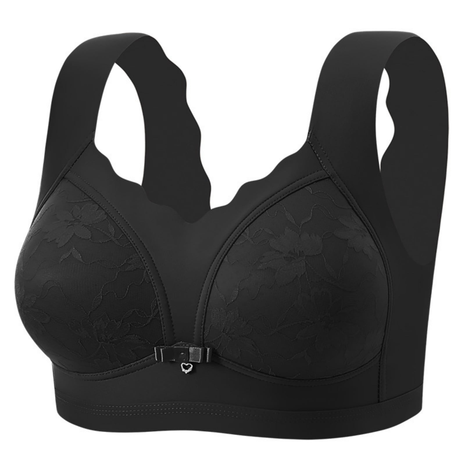Yeaiivve Plus Size Wireless Bra for Women Wide Straps Push Up Bras Full ...