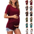 thumbnail image 1 of Yeaiivve Postpartum Nursing Tops Layered Maternity T-Shirts Short Sleeve Breastfeeding Pregnancy Tee Top Solid Color Casual Shirts for Pregnant Moms Black XL, 1 of 9