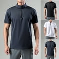 thumbnail image 1 of Yeaiivve Quarter Zip Pullover Men Running Shirt Short Sleeve Tee Moisture Wicking Quick Dry Tops Crew Neck Athletic Workout Tee Shirts for Men, 1 of 7