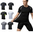 thumbnail image 1 of Yeaiivve Shapewear for Men Moisture Wicking Quick Dry T Shirt Short Sleeve Rash Guard Tight Base Layer Undershirt Slim Workout Tops Blue,S, 1 of 7