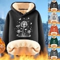 thumbnail image 1 of Yeaiivve Sherpa Lined Sweatshirt for Women Winter Fashion Graphic Hoodies Drawstring Hooded Pullover Outdoor Warm Hoodie Sweatshirts Black XXXL, 1 of 5