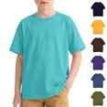 thumbnail image 1 of Yeaiivve Short Sleeve T-Shirts for Boys Oversized Casual Summer Tops Drop Shoulder Crewneck Workout Shirt Solid Color Loose Basic Tees Orange 150, 1 of 8