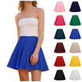 thumbnail image 1 of Yeaiivve Summer Skirts for Women Elastic Waist Flowy Pleated Skirts Casual A-Line Mini Skater Skirt Flared Plain Basic Skirts Red,S, 1 of 4