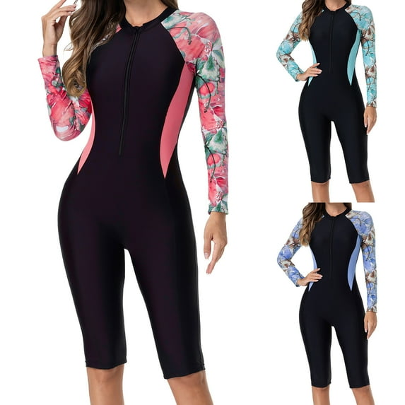 Yeaiivve Surfing Suit for Women Upf 50+ Modest Long Sleeve Swimsuits Push Up Padded Bathing Suit Rash Guard One Piece High Neck Swimwear Purple,M