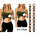 thumbnail image 1 of Yeaiivve Tank Top with Built In Bra for Women Notch V Neck Sleeveless Undershirts Padded Bra Casual Summer Tanks Solid Color Pajama Tanks Tops Khaki L, 1 of 7