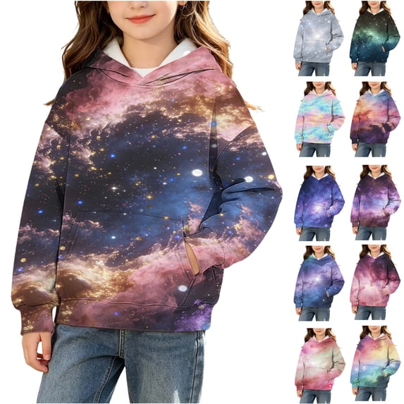 Yeaiivve Tie Dye Hoodie for Girls Drop Shoulder Long Sleeve Oversized Hooded Sweatshirts Kids Fall Fashion Back to School Sweatshirt Preppy Top with Kangaroo Pocket 13 Years Multicolor
