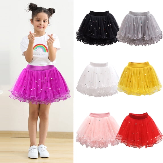 Yeaiivve Toddler Baby Girls Tutu Skirt Kids Summer Elastic High Waist Tulle Ruffle Mini Skirts Swing Casual Mesh Princess Skirt Cute Party Dress Pink 3 Years