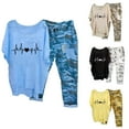 thumbnail image 1 of Yeaiivve Two Piece Summer Outfits for Women Casual Cotton Linen Sets Oversized T Shirts Camo Capri Pants Lounge Resort Wear Khaki S, 1 of 6