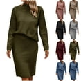 thumbnail image 1 of Yeaiivve Women 2 Piece Outfits Solid Sweatshirt Skirt Sets Fall Casual Long Sleeve Pullover Top Bodycon Midi Skirts Lounge Travel Set Khaki L, 1 of 6