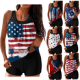 thumbnail image 1 of Yeaiivve Women High-Waisted Tankini 2Pcs Set - Padded Independence Day Printed Top & Boyshorts, Conservative Style for Vacation, Lightweight, 1 of 6