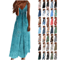 thumbnail image 1 of Yeaiivve Women Summer Dresses Vintage Floral Spaghetti Strap Maxi Dress V Neck Boho Long Sun Dresses Hawaiian Vacation Outfits for Women Multicolor,XXXL, 1 of 6
