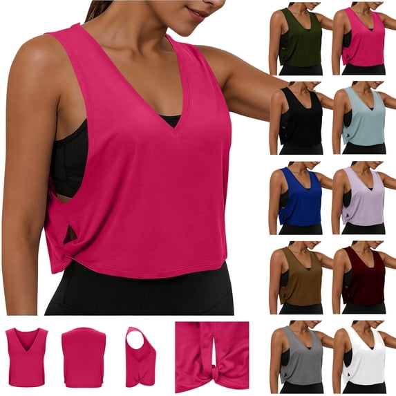 Yeaiivve Womens Crop Tank Tops Loose Fit Sleeveless Workout Shirts Side Cutout Gym Yoga Tanks Comfort Breathable Athletic Tank Top Army Green XXL
