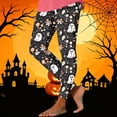 thumbnail image 1 of Yeaiivve Womens High Waisted Leggings Halloween Cartoon Ghost Print Tight Pants Soft Stretch Milk Silk Workout Legging Holiday Party Costumes S, 1 of 5