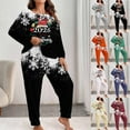 thumbnail image 1 of Yeaiivve Womens Plus Size Pajamas Set Long Sleeve Christmas PJ Sets Soft Lounge Set for Women Sleepwear Joggers with Pockets Blue XXXXL, 1 of 5