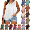 thumbnail image 1 of Yeaiivve Womens Plus Size Sleeveless T-Shirts Solid Color Loose V Neck Tank Tops Soft Stretchy Undershirts Lightweight Breathable Workout Tanks Sky Blue 3XL, 1 of 8